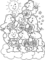 A coloring page of care bears